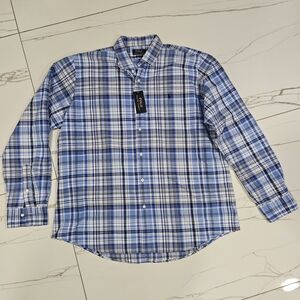 NWT Polo Ralph Lauren Men's Plaid Button-Down Shirt in Blue and White